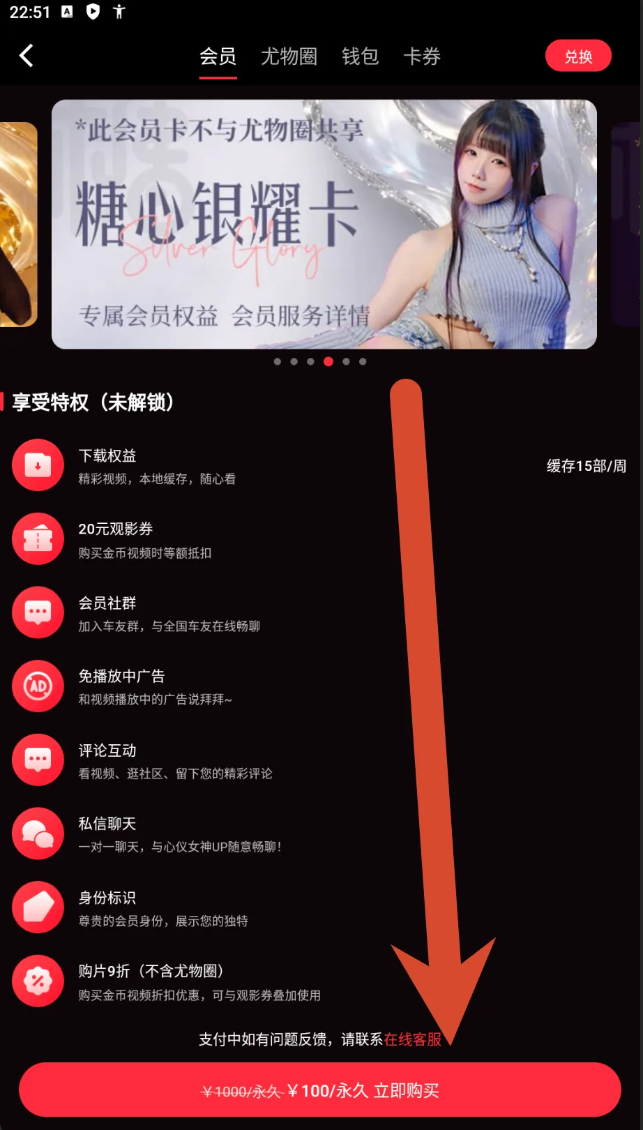 糖心Vlog银耀会员卡价格截图